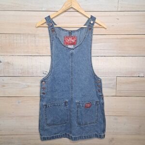 Vintage 80s/90s Outlaw Denim Utility Mini Dress Women's Medium Red Tag USA Made